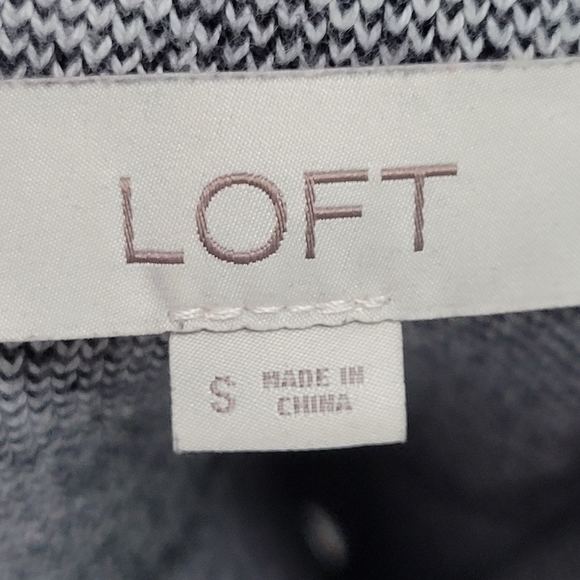 Loft Off-White and Gray 100% Cotton Windowpane Check Mock Neck Sweater - Picture 6 of 6